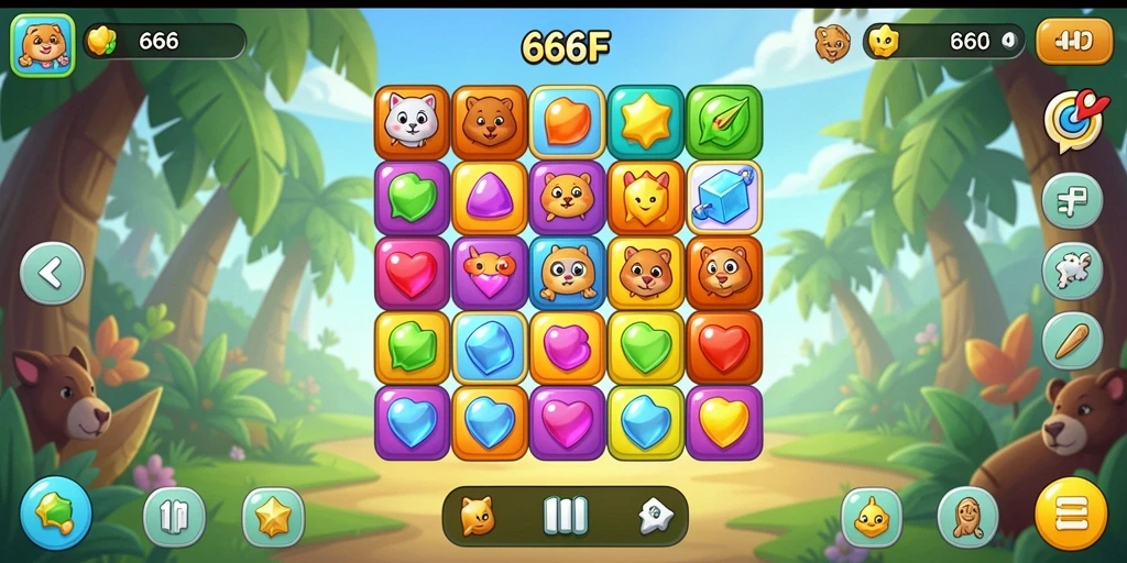 Gameplay 666F yang menarik dengan elemen Match-3.