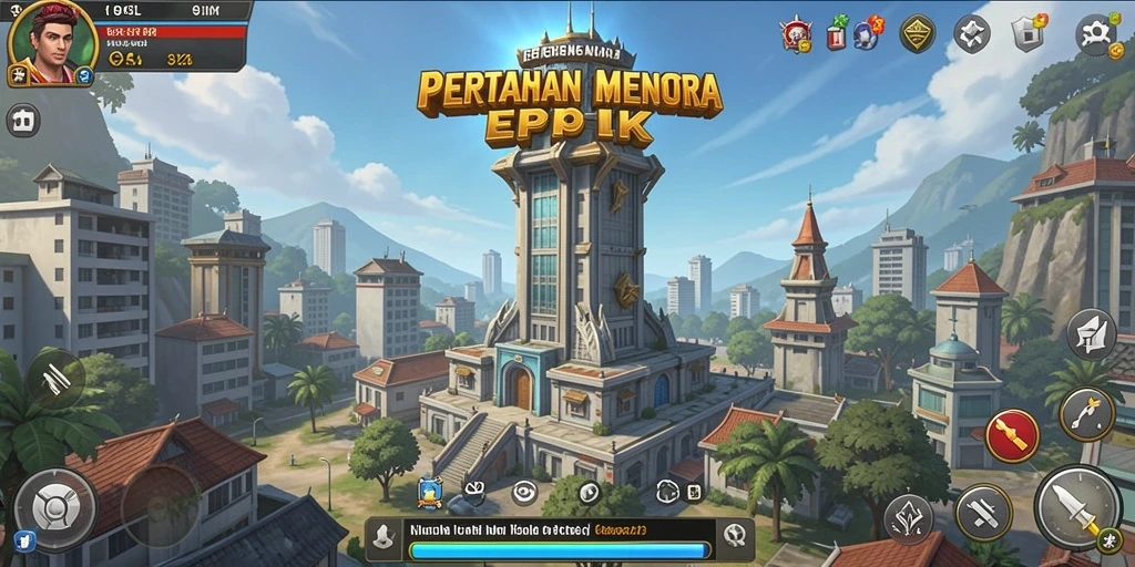 Gameplay seru 9SL dalam melawan musuh di Tower Defense.