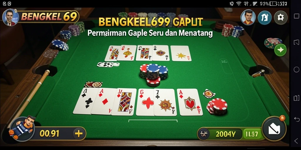 Tampilan gameplay BENGKEL69 yang menampilkan pemain bersaing dalam Gaple.