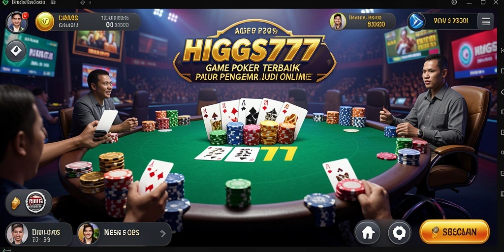 Screenshot HIGGS777 menampilkan gameplay Poker yang seru dan interaktif.