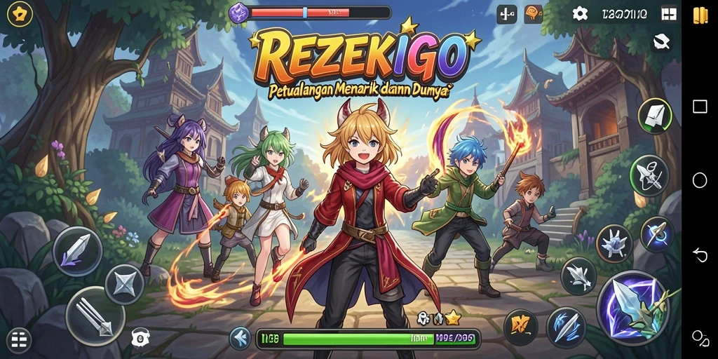 Tampilan gameplay menampilkan petualangan mendebarkan dalam dunia anime.