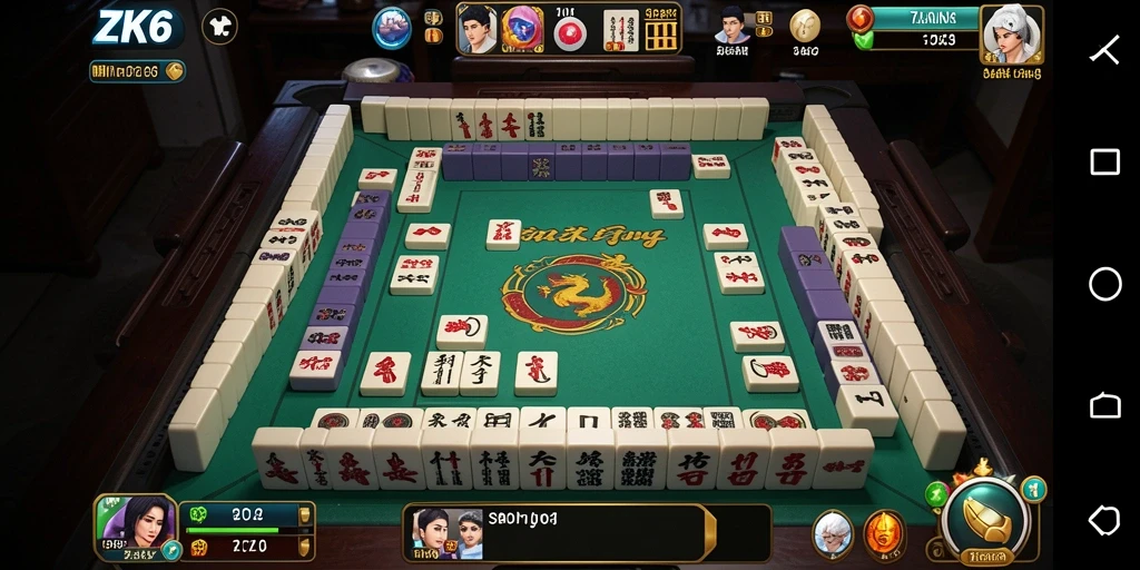 Screenshot utama ZK6 menunjukkan gameplay Mahjong menawan dan penuh warna.